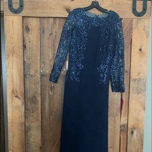 New, Never Worn, Beautiful Beaded Long Navy Gown